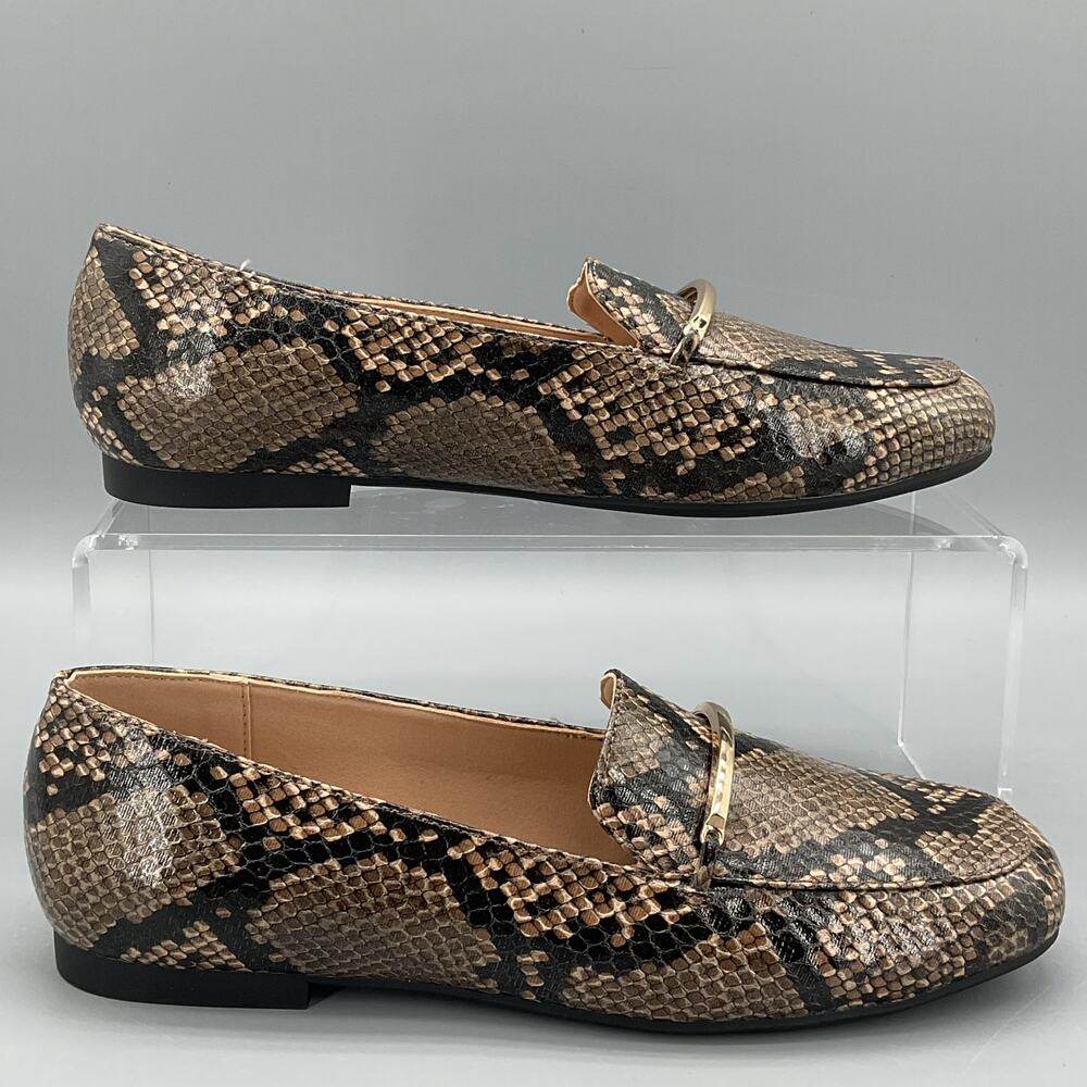 NEW Journee Women’s Wrenn Flat Loafers Snake Brown Size 7M